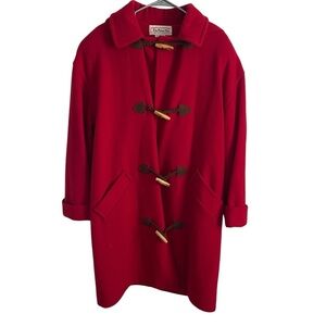 Talbots Jacket coat vintage Red toggle closure coat 100 percent wool made in USA